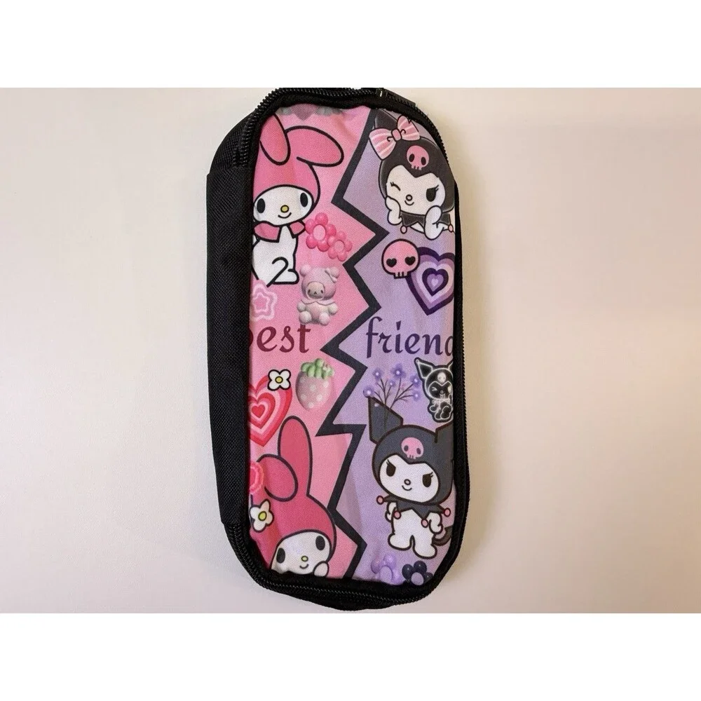 New My Melody & Kuromi School Pencil Pen Case Pouch Black Pink Purple BFF